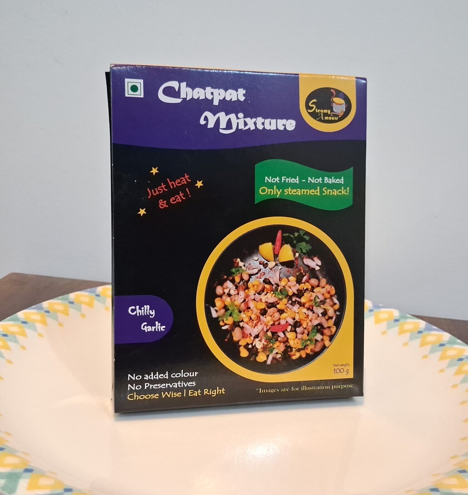 Snacky Mixtures-Chatpat Mixture-Chilly Garlic | Ready to Eat | 100 g | By Steamy Amours