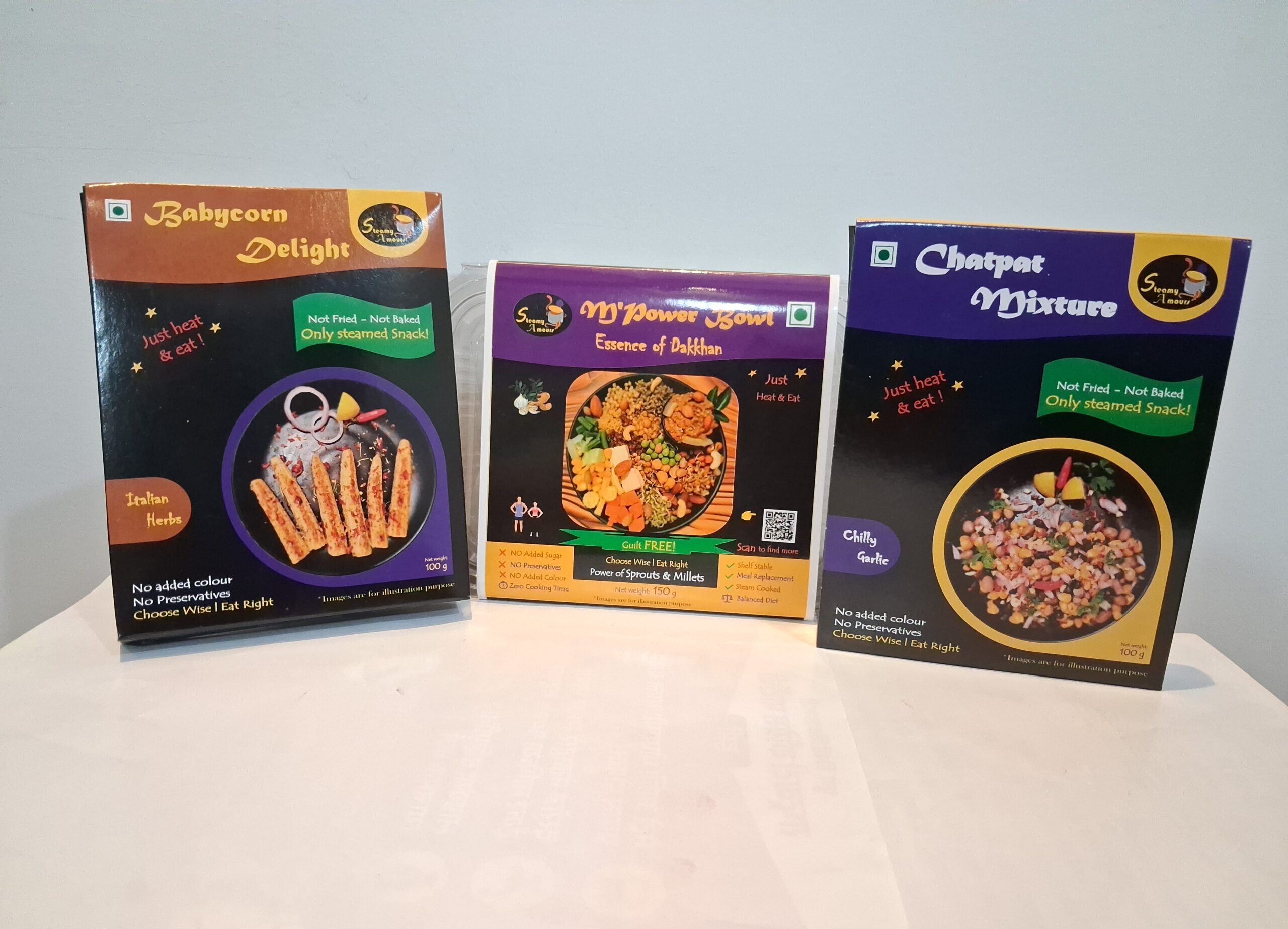 All in One Combo - M'Power Bowl Dakkhani + Babycorn Delight + Chatpat Mixture | Ready to Eat | Steamy Amours